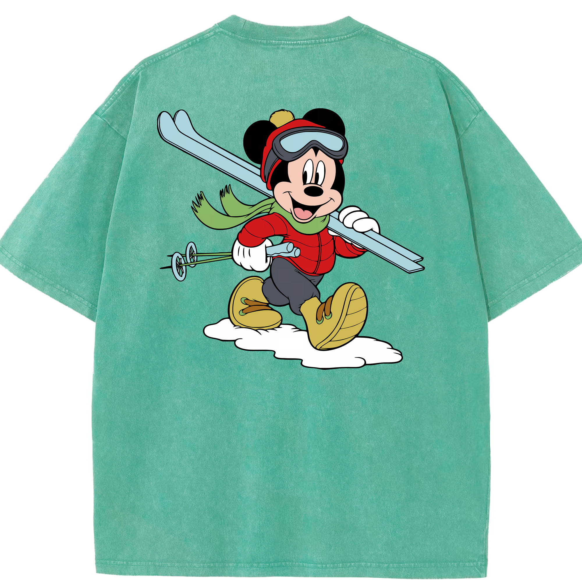 （画像用） ミッキーマウス Mickey Mouse 綿100% ヴィンテージ風 半袖Tシャツ（背面プリント）